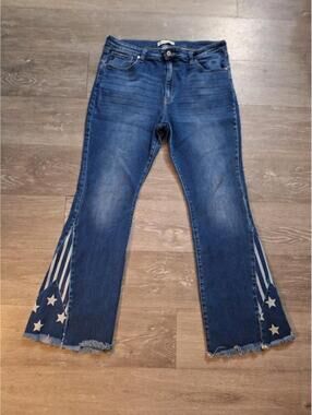 KANCAN America Flag Women's Flare Dark Blue Denim Size 33 EUC